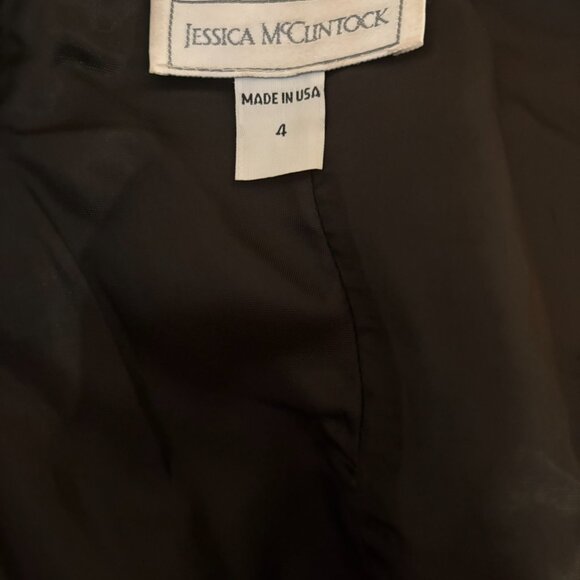 JESSICA McCLINTOCK Off-Shoulder Damask + Sequins Black Party Dress | 80s Size 4 - Picture 10 of 11